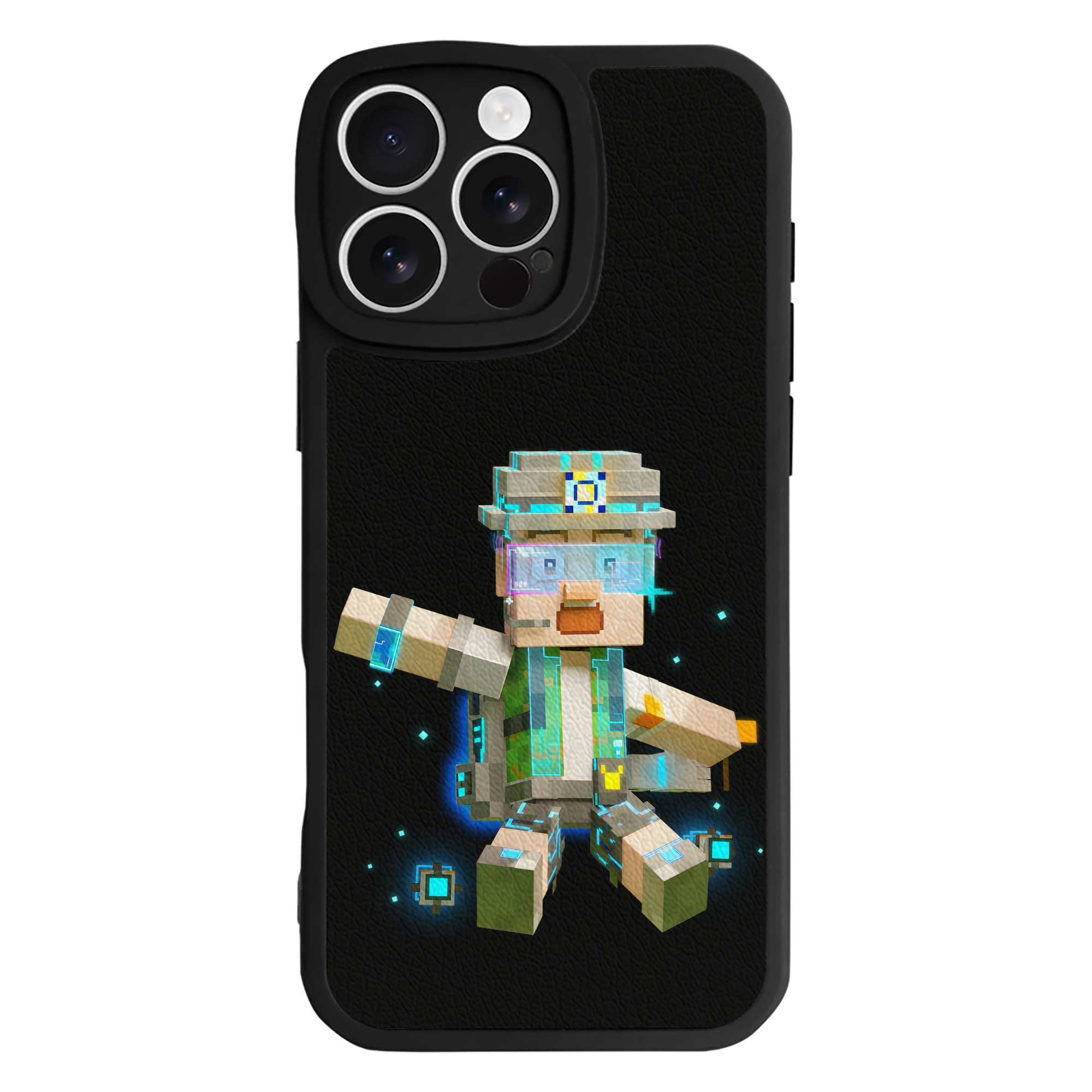（画像用） マインクラフト ブロックの世界 Minecraft MC Block world 【iPhone 16シリーズ対応】シリコンスマホケース（レザー調） 材質：シリコン